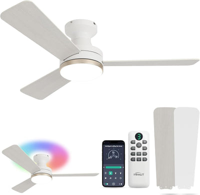 Ventilador techo RGB 42pulg luz control remoto motor CC