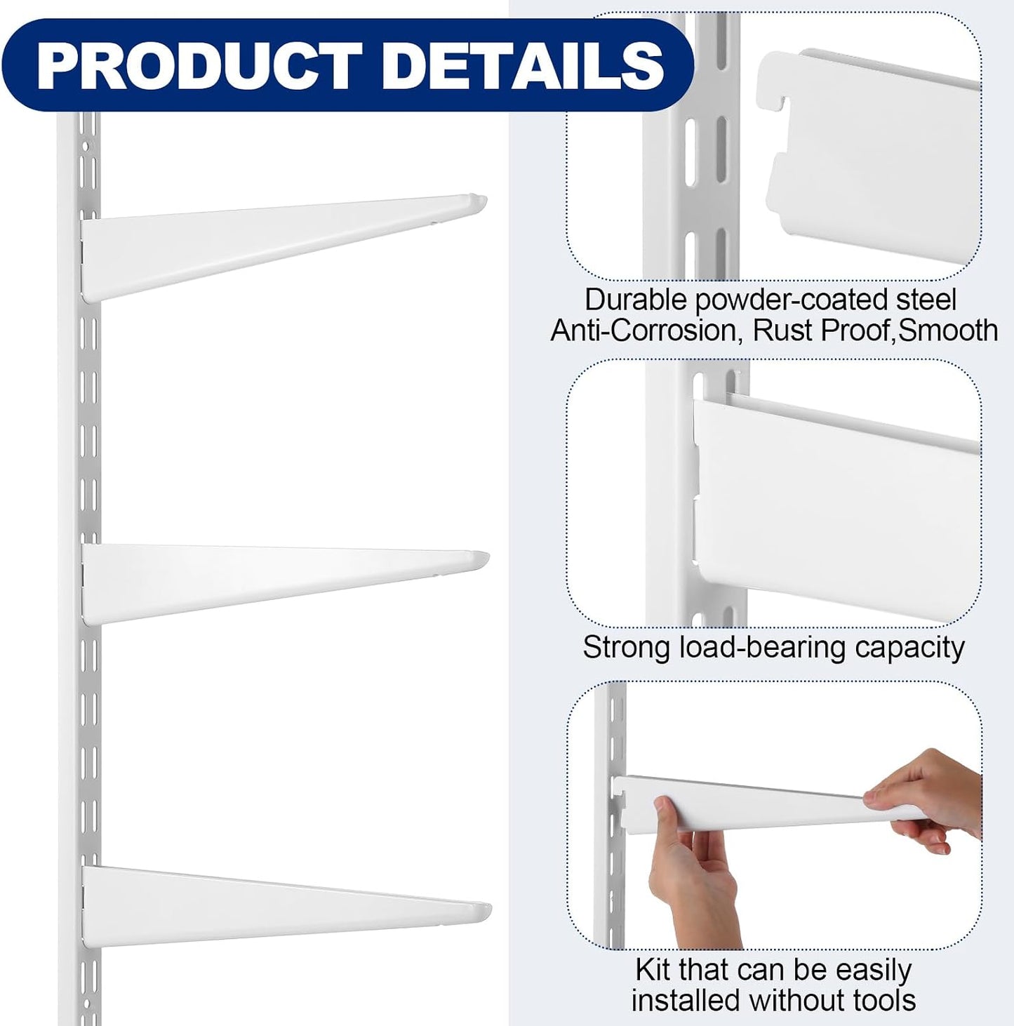 Estantería vertical doble riel blanco 25pulg soporte ajustable cocina