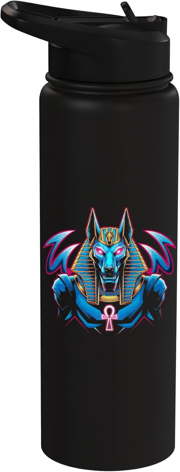Botella agua acero inox aislada dios Anubis Egipto
