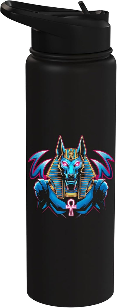 Botella agua acero inox aislada dios Anubis Egipto