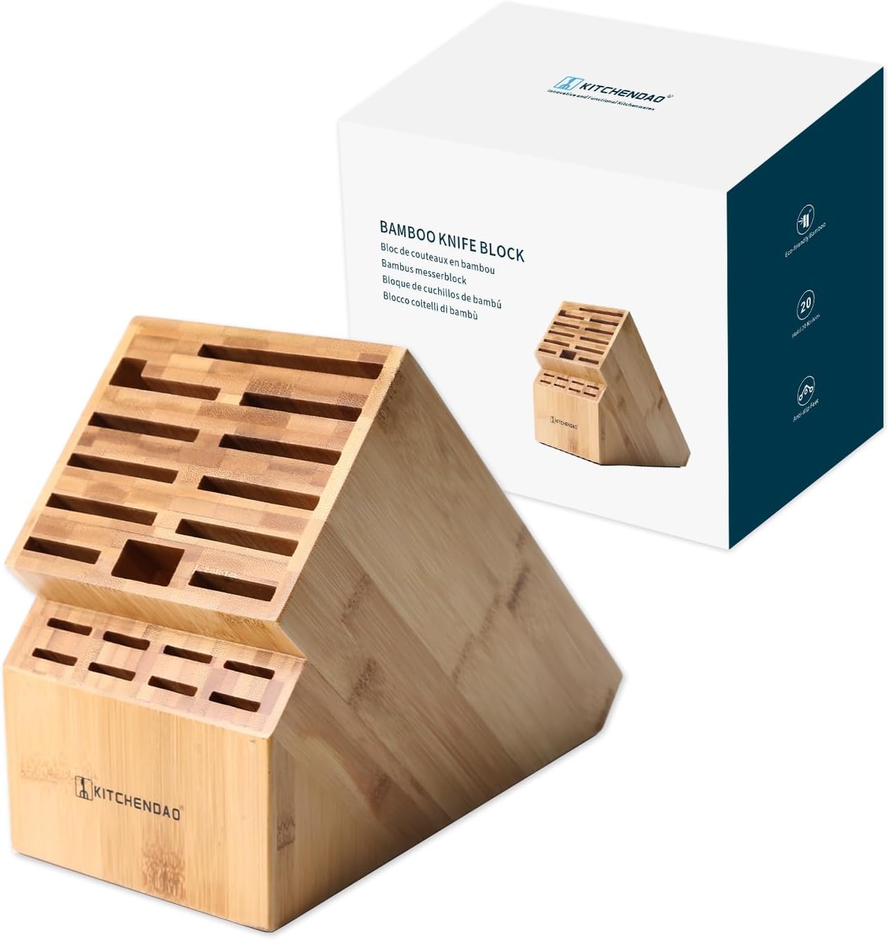 Bloque cuchillos bambú 20 ranuras cuchillo chef 6pulg