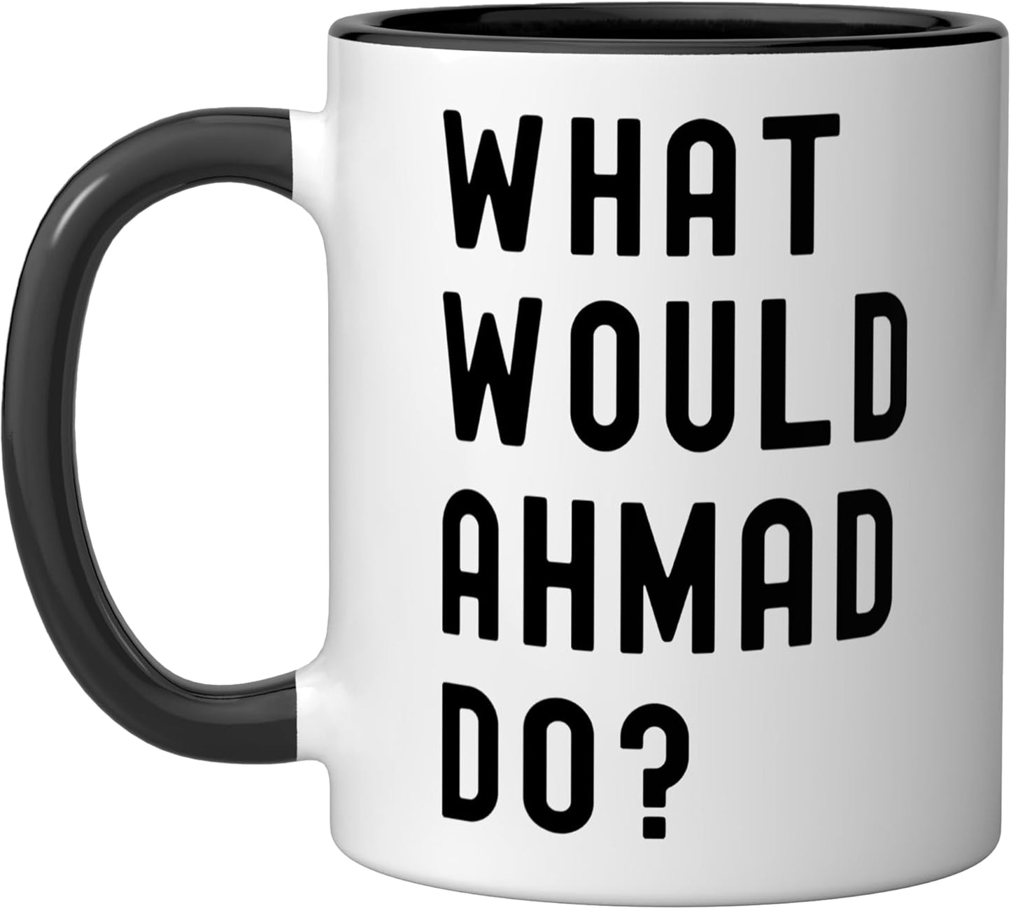 Taza de cerámica What Would Ahmad Do Negro/Blanco