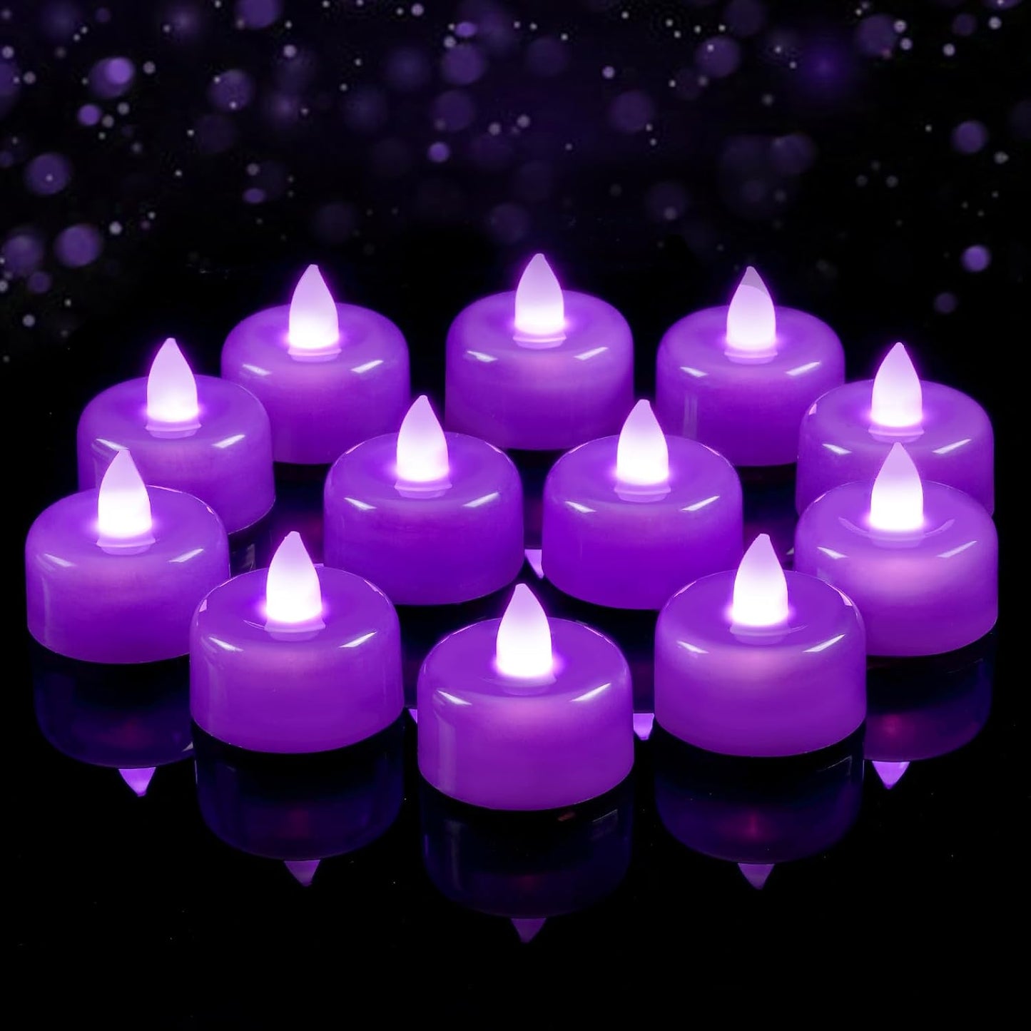 24 Velas LED Sin Llama Morado Para Fiesta Hogar