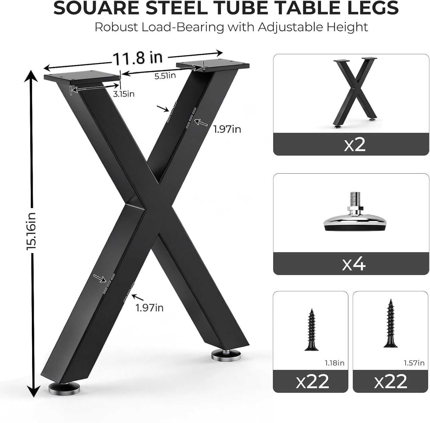 Patas mesa centro 16x11.7pulg metal resistente base repuesto