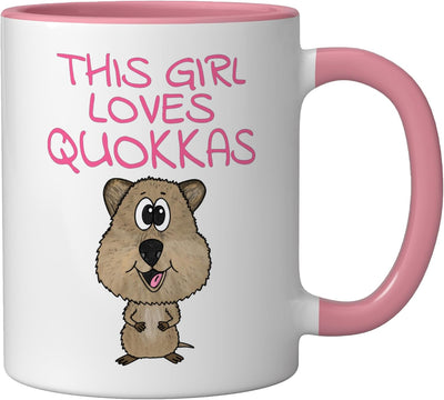 Taza cerámica This Girl Loves Quokkas rosa/blanca