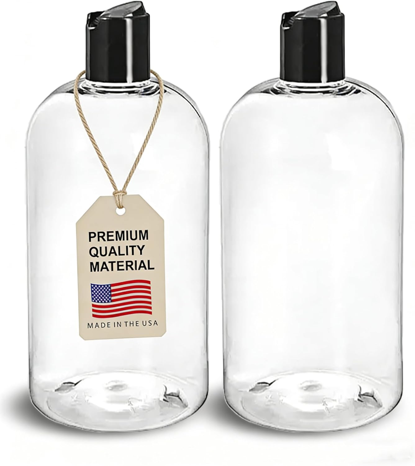 Botellas plástico 16oz tapas negras recargables sin BPA