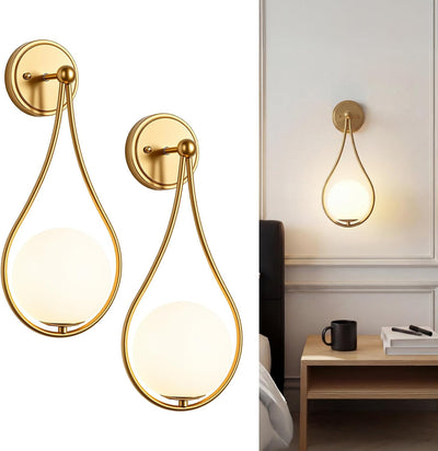 2 Pzas Apliques Pared Dorado Moderno Forma Globo