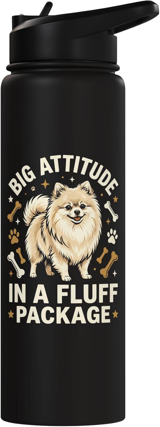 Botella agua acero inox aislada para perros Pomeranian