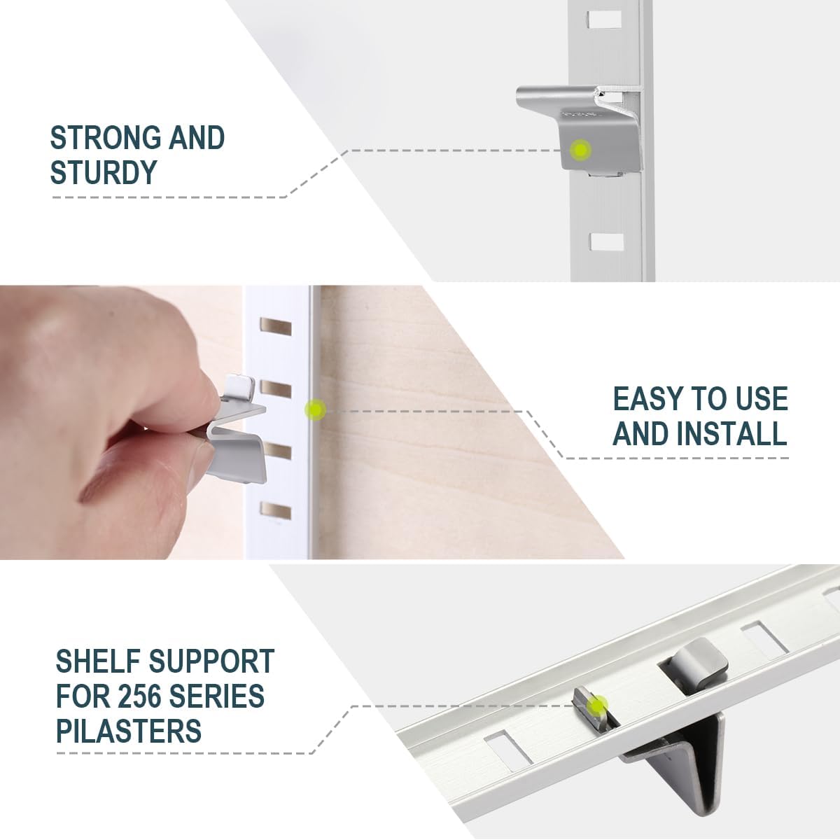 Clip ajustable para estante 14 Pzas color plateado