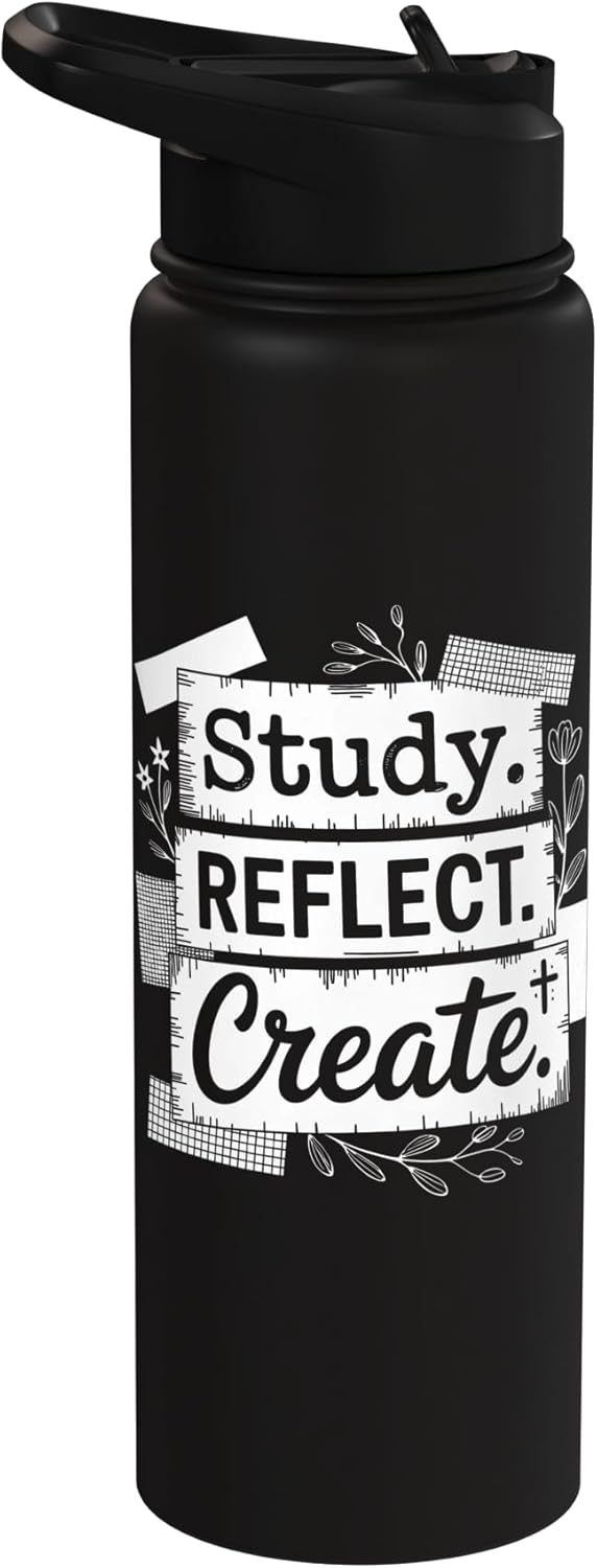 Botella de agua aislada de acero inoxidable para journaling cristiano