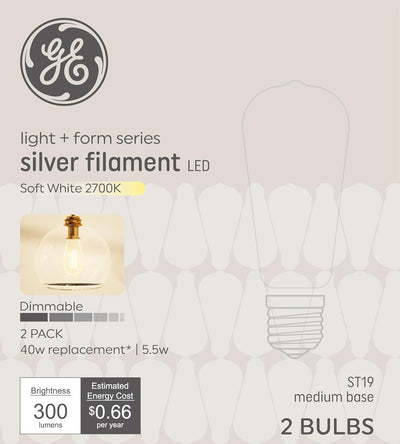Filamento plateado ST19 40W 2 Bombillas
