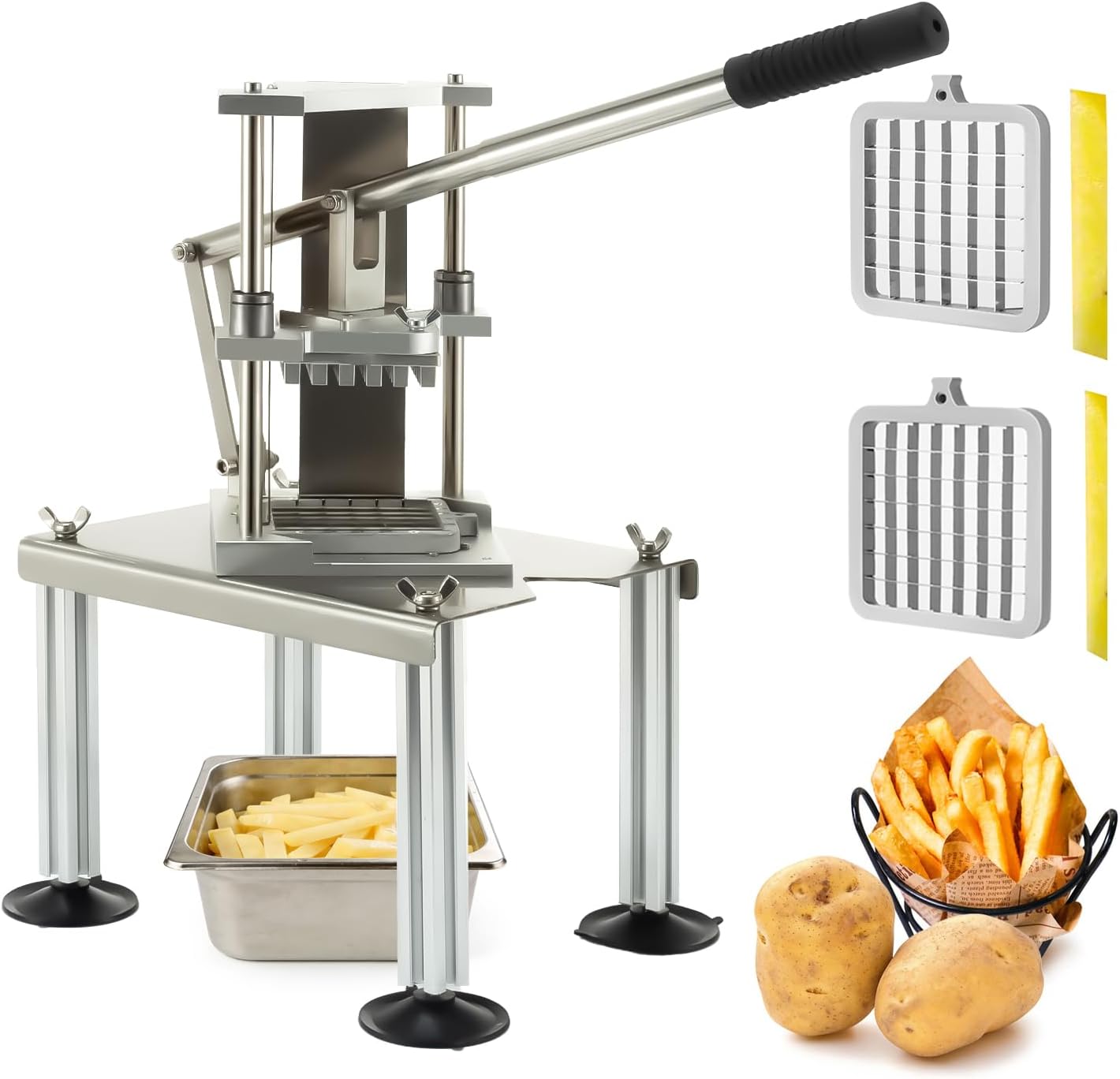 Cortador vertical papas fritas acero inox 3/8 y 1/2 pulg