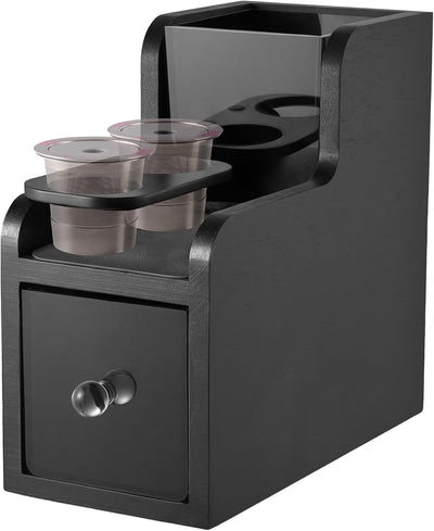 Soporte cafetera madera reutilizable con cajón y papelera