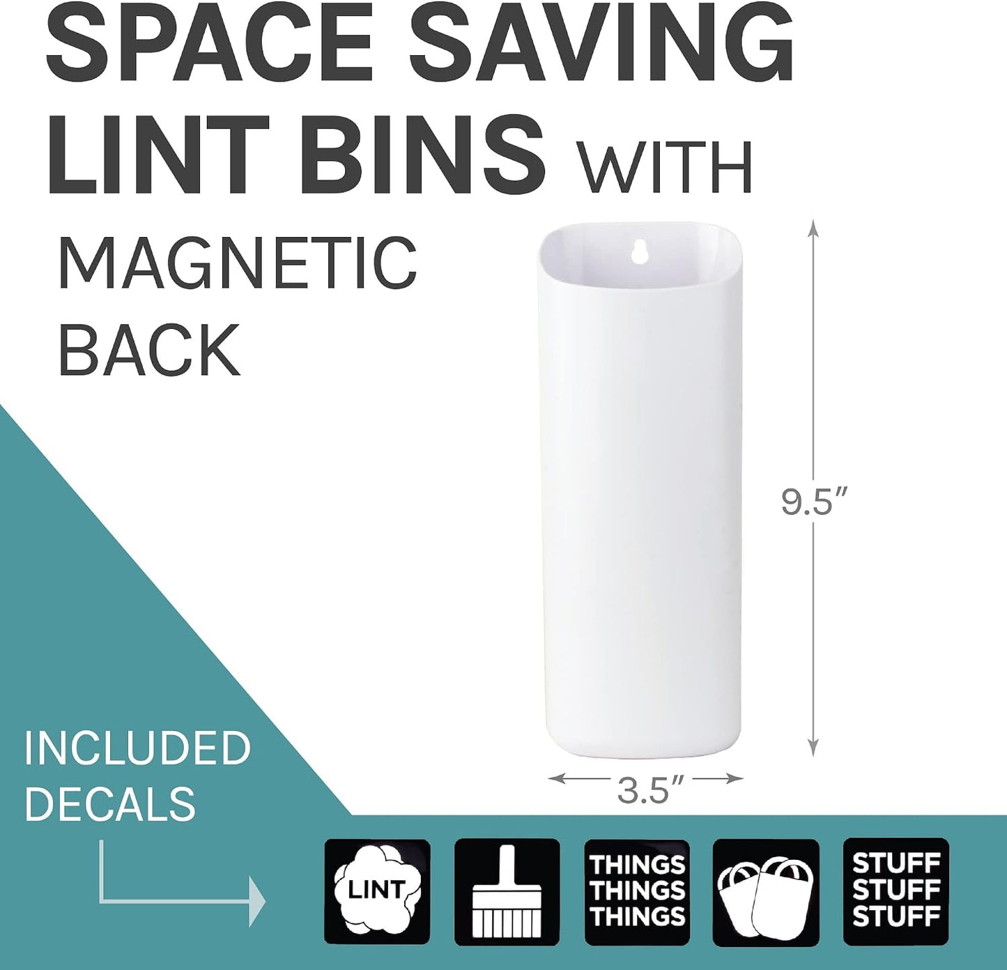 Cubo pelusa blanco magnético para lavandería y cocina