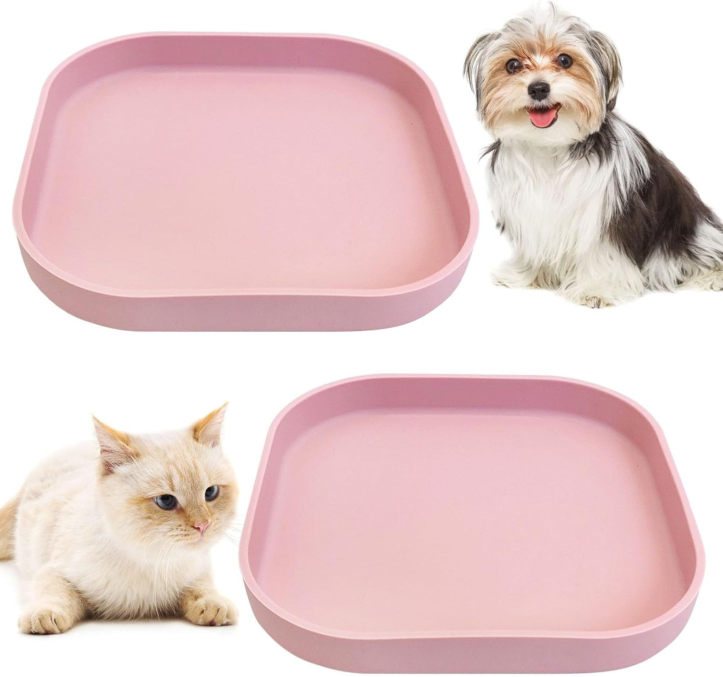 2 Pzas Plato Alimento Gato Perros 5.9x5.9pulg Antideslizante