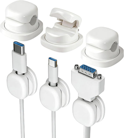 6 Soportes Magnéticos para Cables Hogar Oficina Blanco