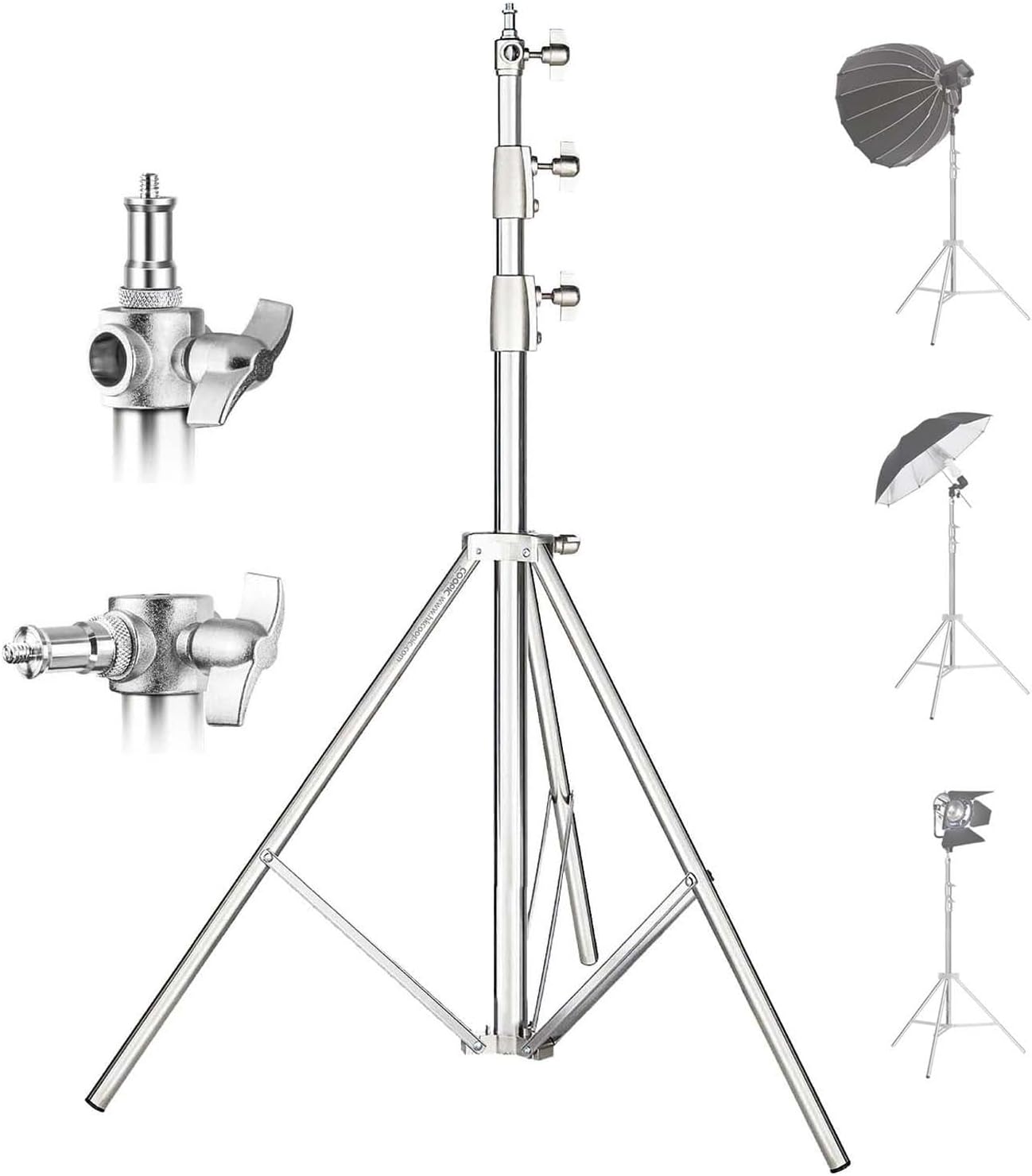 Soporte luz acero inox 110pulg adaptador 1/4-3/8