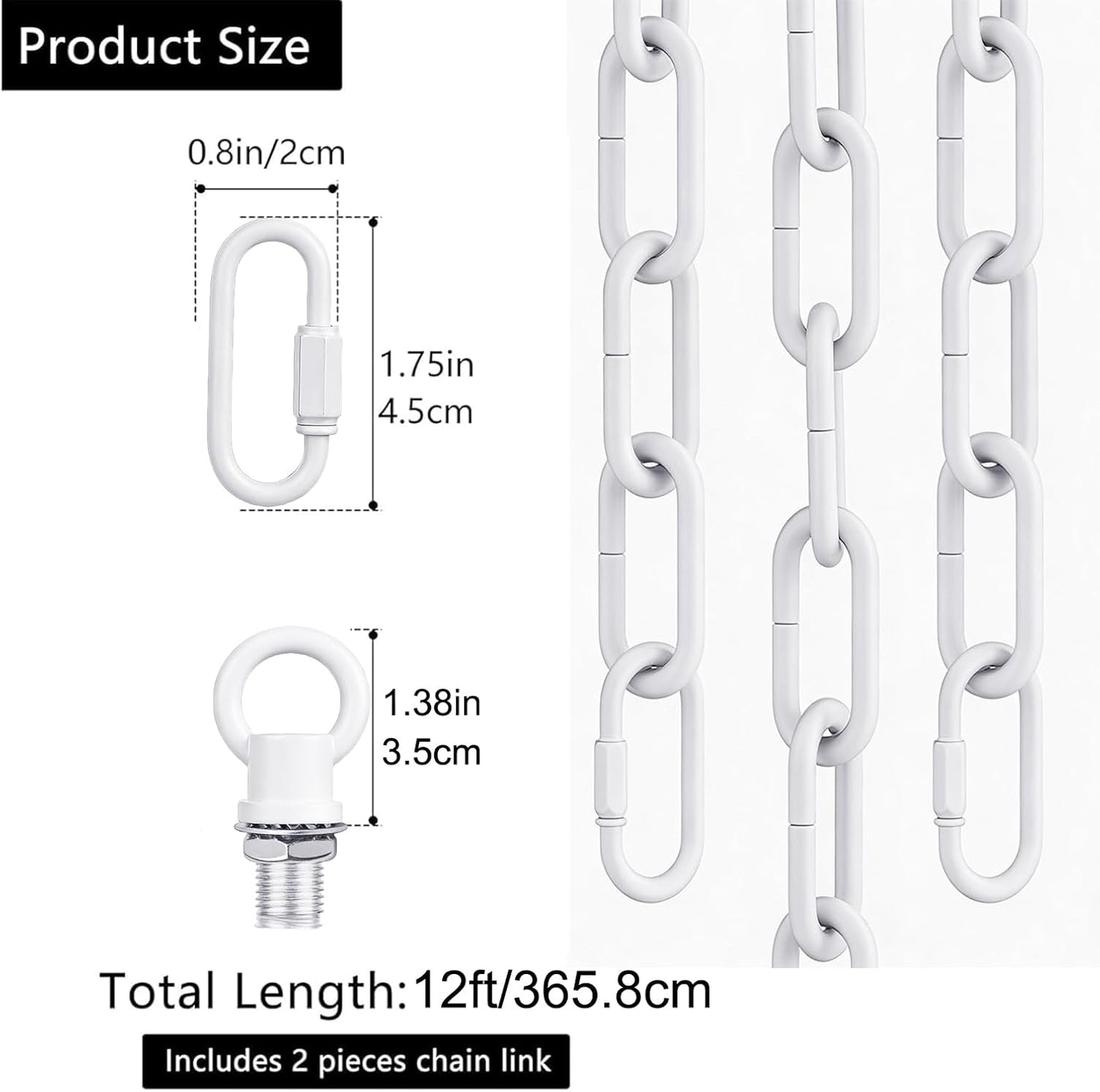 Cadena lámpara blanca 12ft metal ajustable carga 66lb