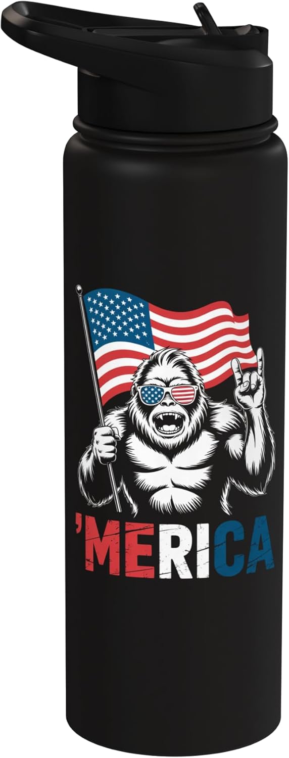 Botella de agua acero inoxidable aislada Merica 4th de Julio
