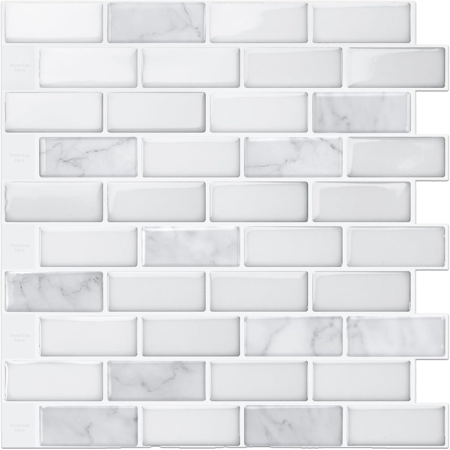 Azulejo despegable cocina tiras verticales mármol blanco