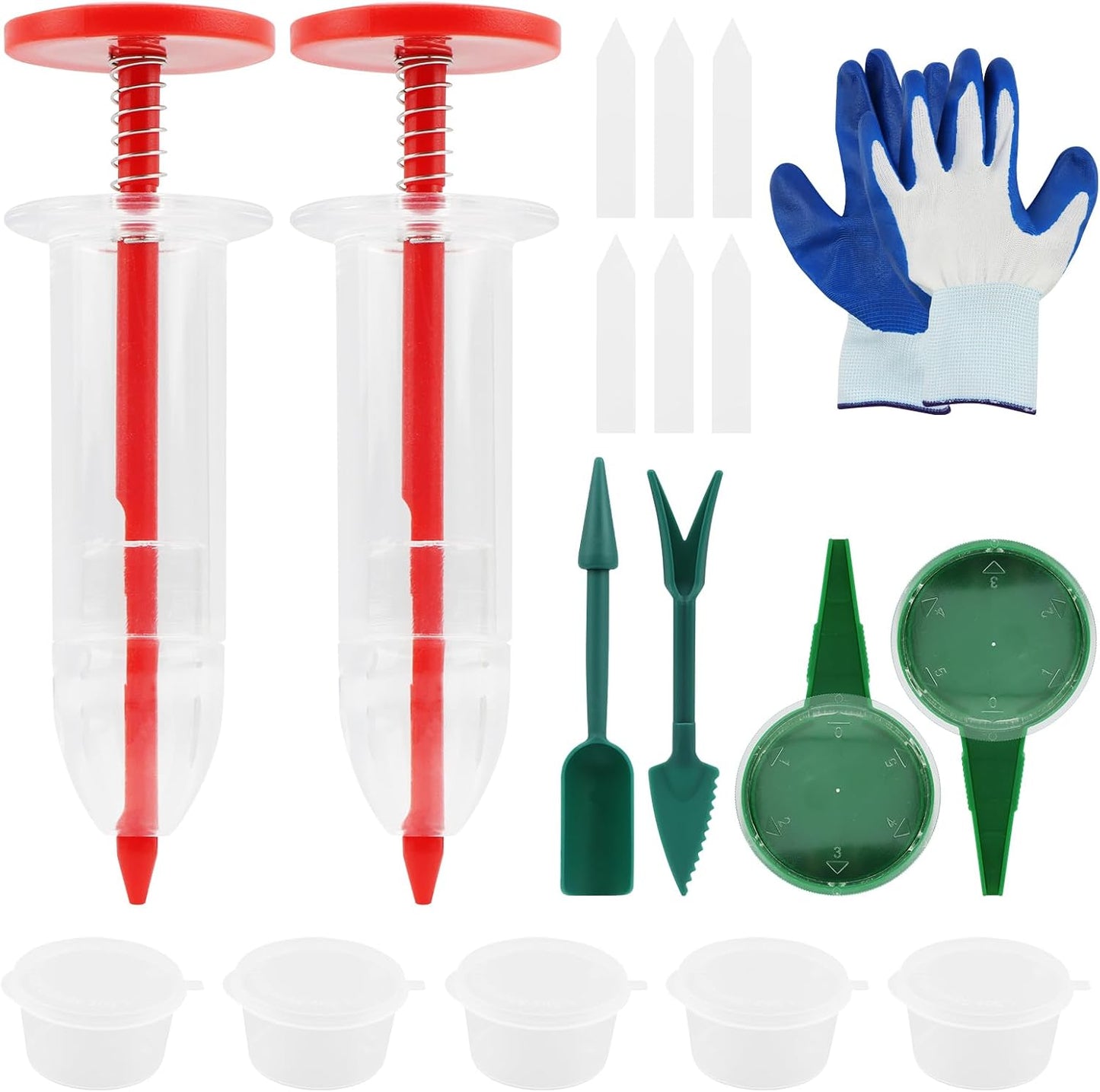 Juego 7 herramientas plantación jardín Dibber guantes