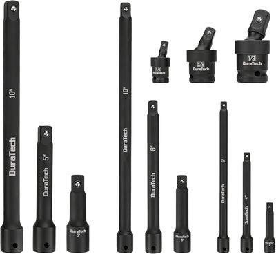Set 12 Pzas Extensión Impacto Acero CR-V 1/4 3/8 1/2