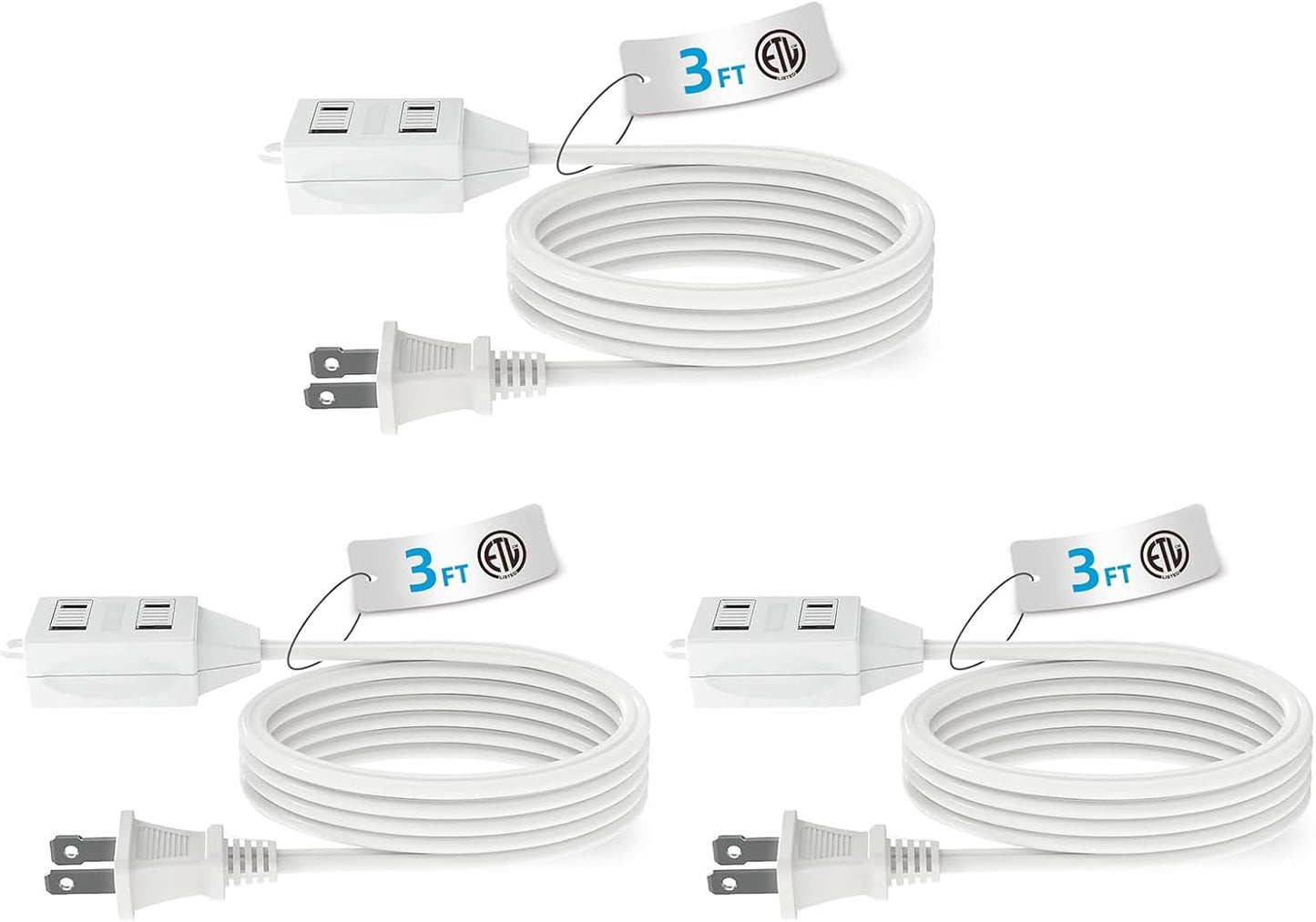 Cable extensión interior 3 pies 3 salidas 13A 16 AWG