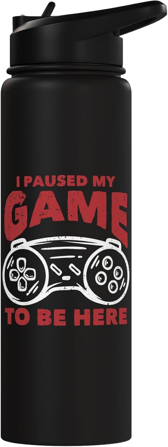 Botella de agua aislada acero inoxidable interrumpí mi juego para estar aquí