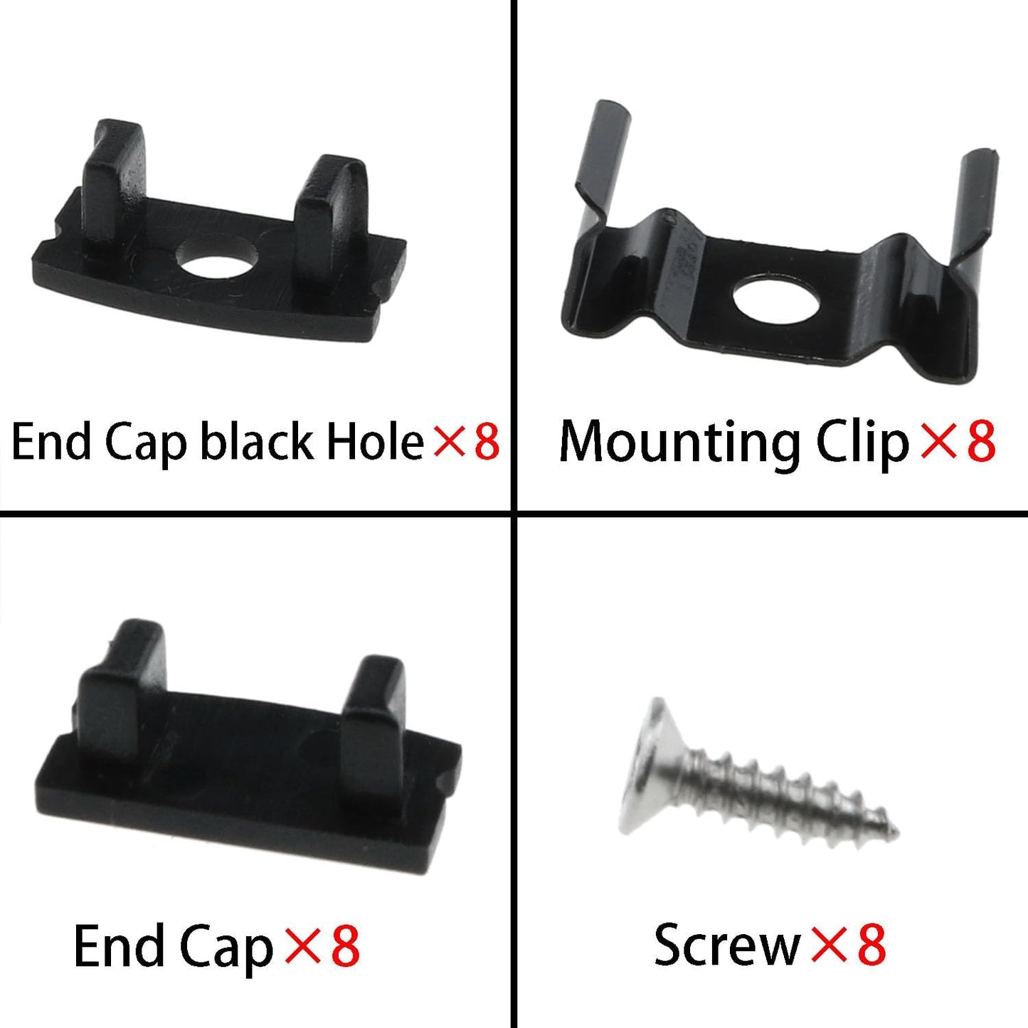 Pack 16 clips metal LED canal con tapas y difusores U