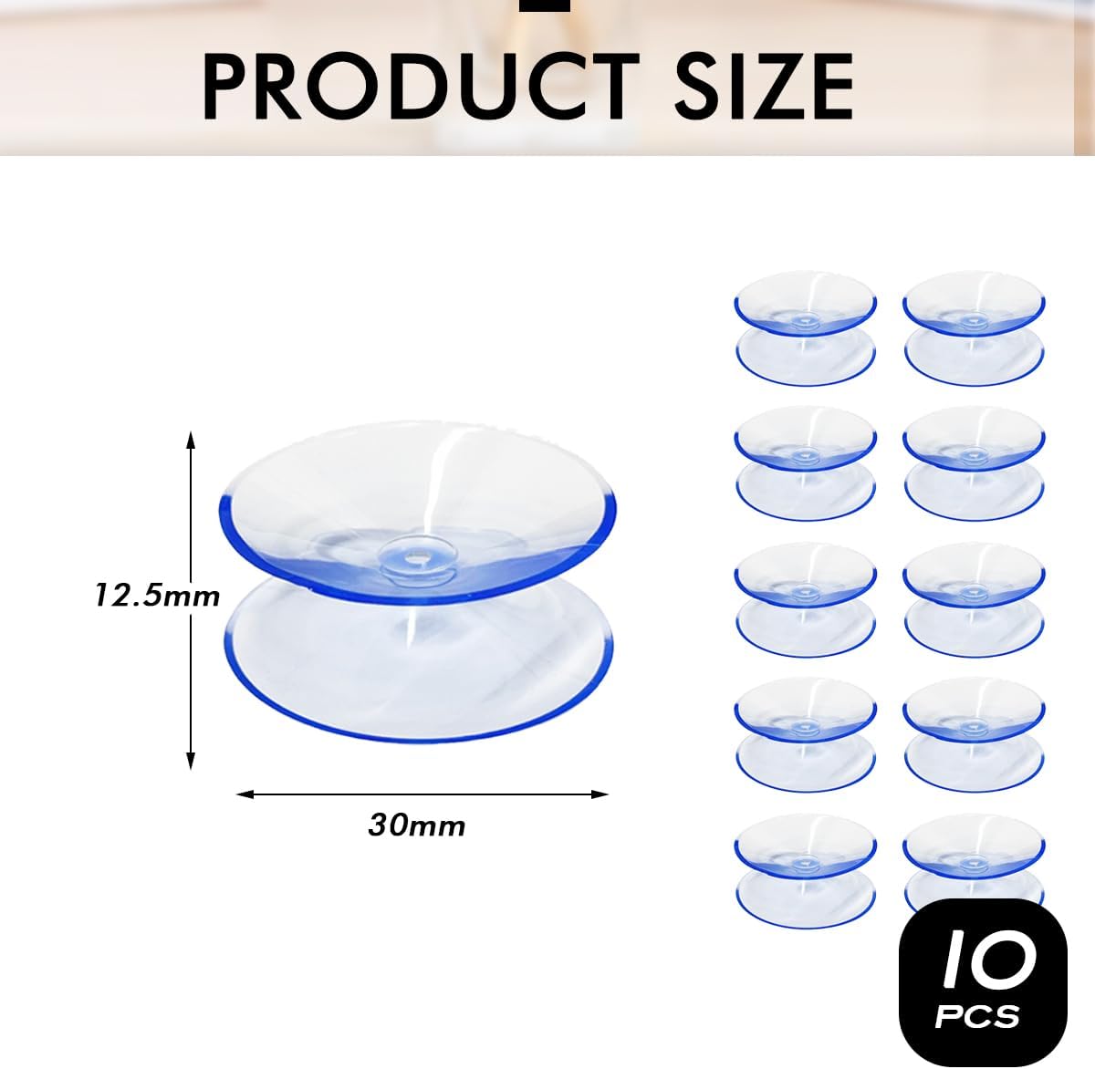 10 Ventosas Doble Cara 1.2pulg Plástico PVC Transparente