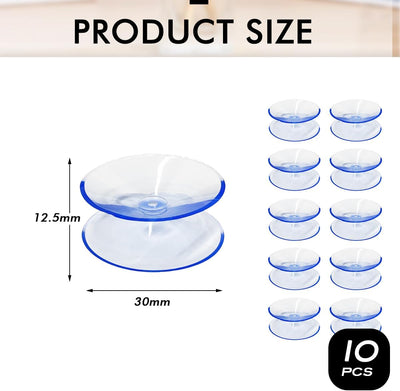10 Ventosas Doble Cara 1.2pulg Plástico PVC Transparente