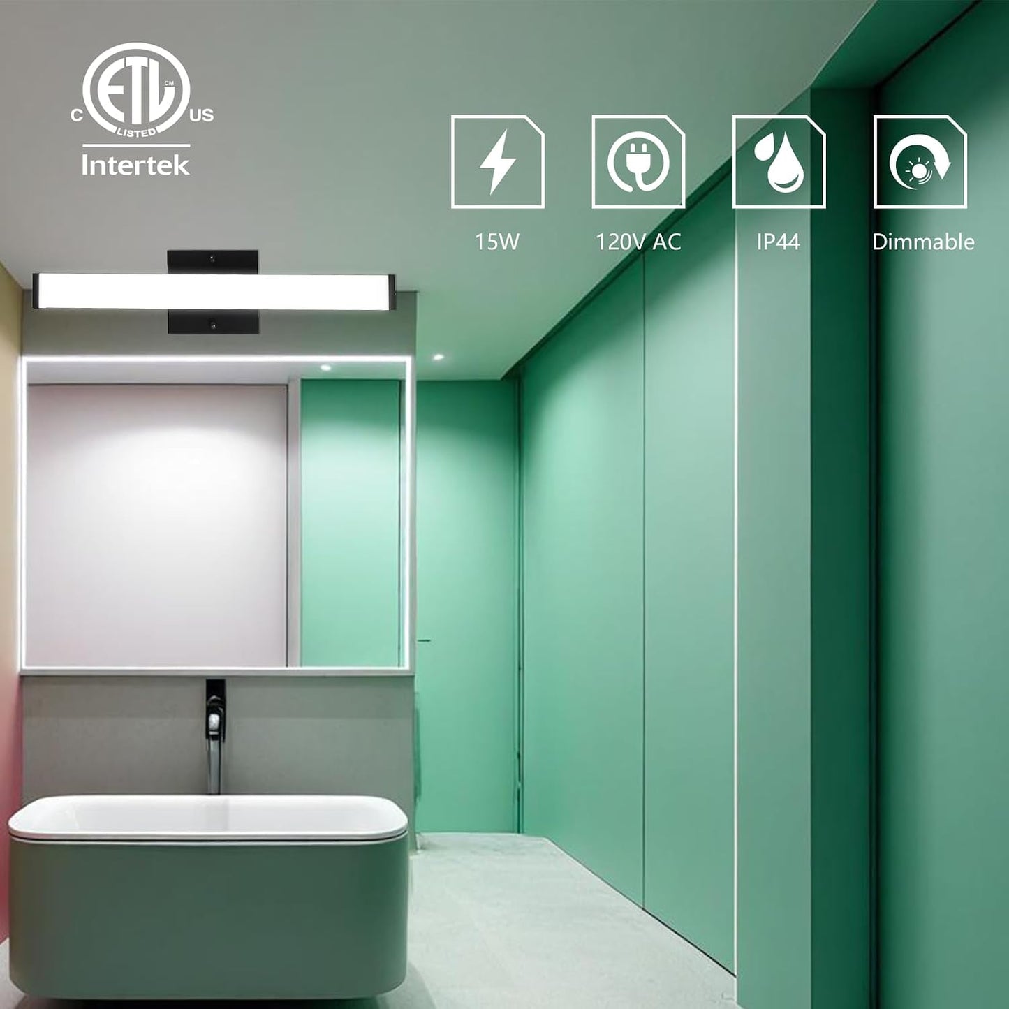Luz LED baño 24pulg 15W 3CCT IP44 regulable