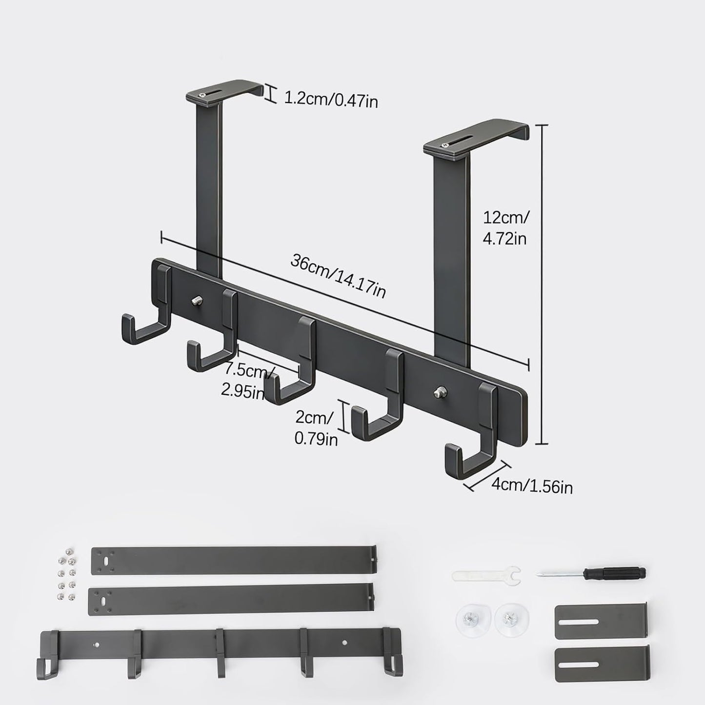 Ganchos ajustables para puerta con ventosa toallero baño