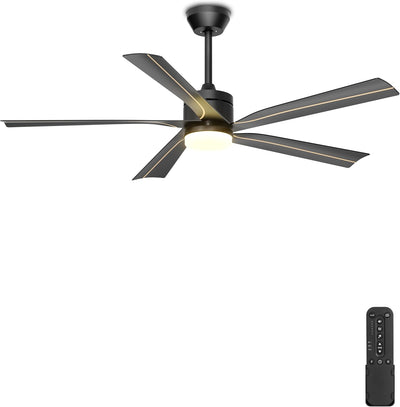 Ventilador techo 56pulg luz negro control remoto motor CC