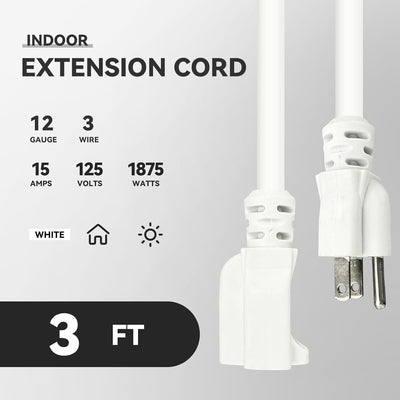 Cable extensión resistente 3 pies 12/3 15A enchufe 3 clavijas