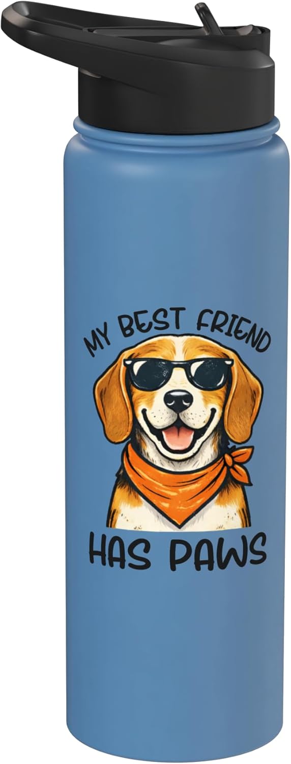 Botella de agua acero inoxidable sin BPA con diseño de perro