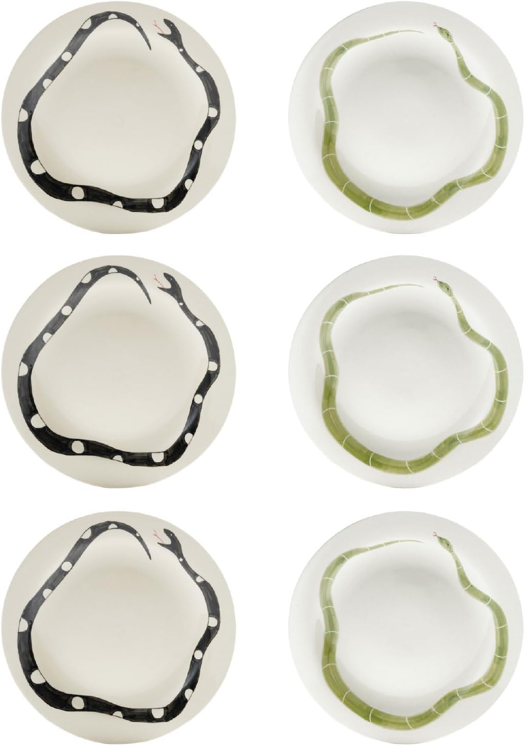 Platos gres pintado a mano con motivos serpiente 6 pzas