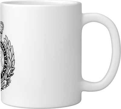 Taza de cerámica Royal Engineers Capbadge negra y blanca