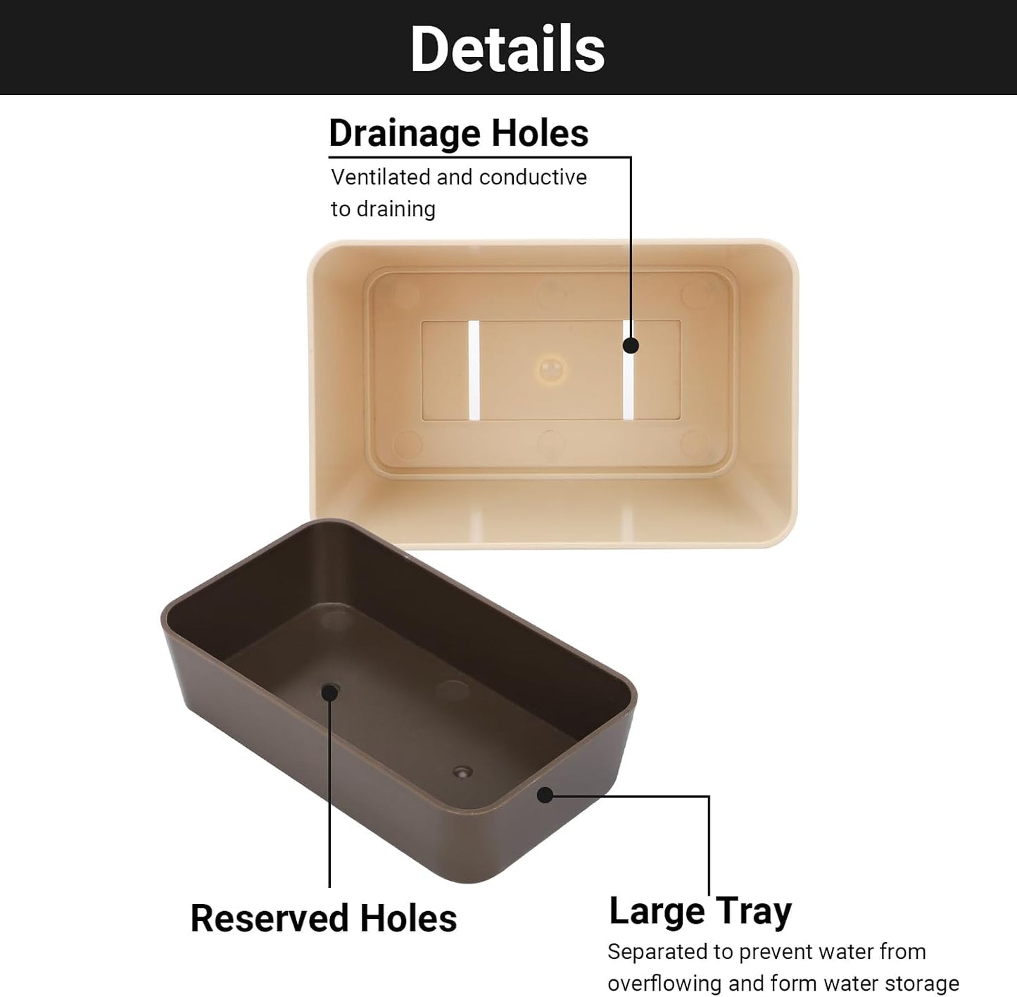 Maceta drenaje 6x3.8pulg caja ventana plástico moderno para plantas