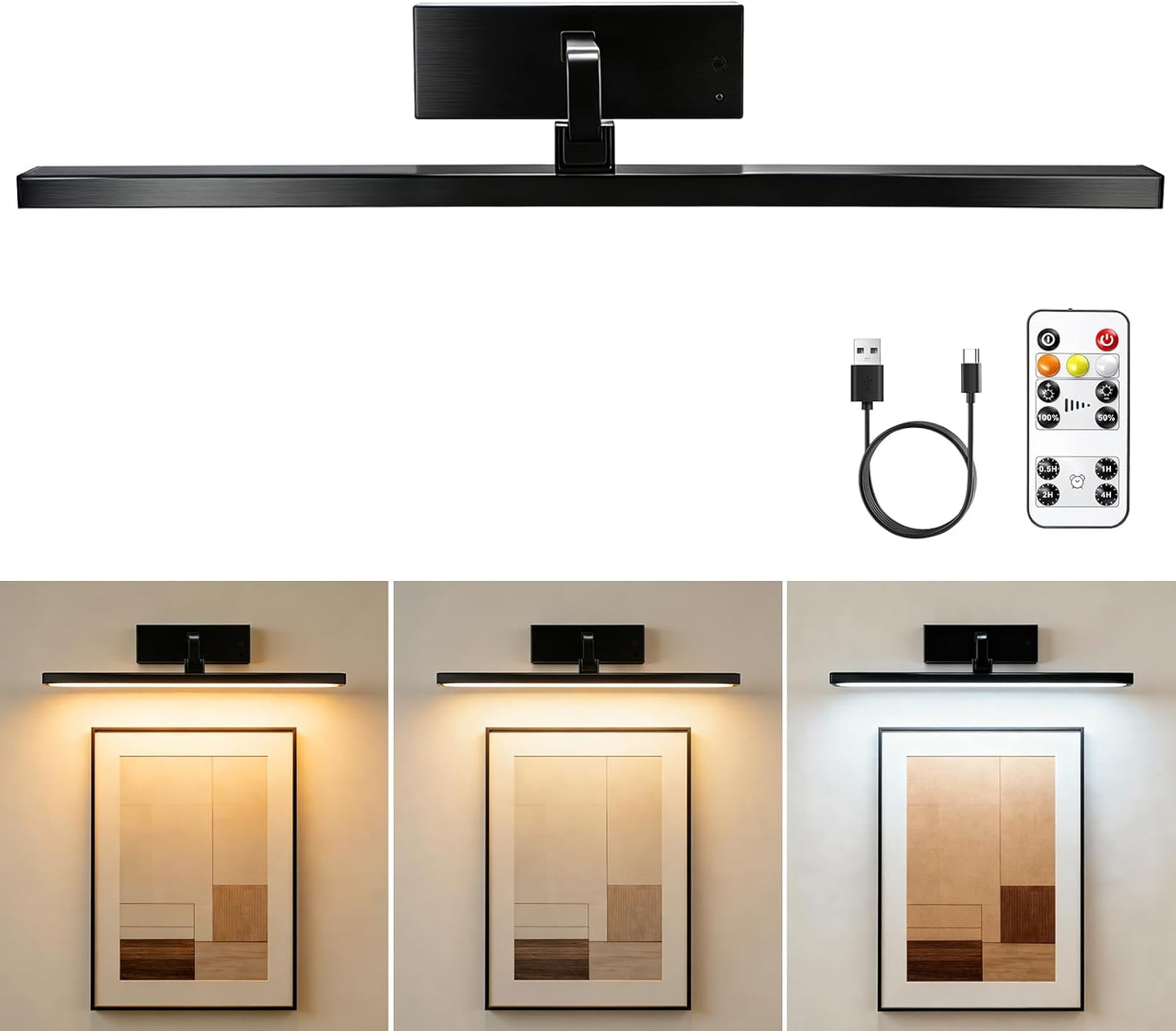 Luz pintura inalámbrica recargable 3 colores brillo regulable