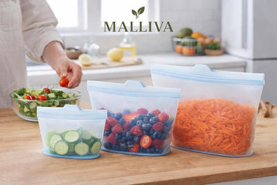 Bolsas de almacenamiento de alimentos de silicona reutilizables paquete de 3