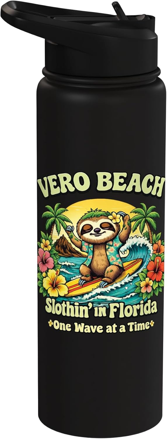 Botella de agua acero inoxidable Vero Beach Surfing Sloth