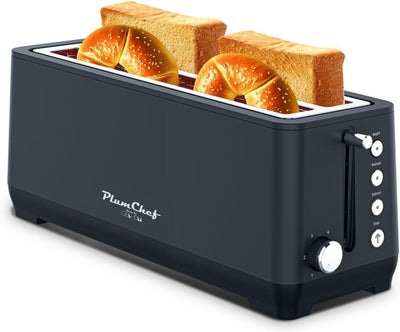 Plum Chef tostadora 4 rebanadas con ranura ancha y acero inoxidable 1350W