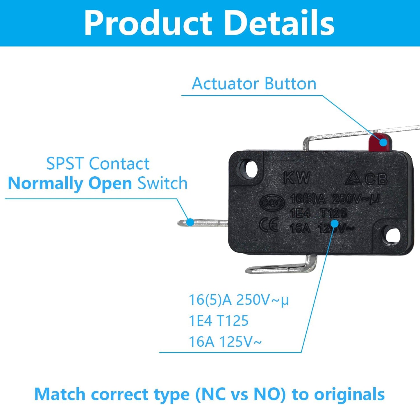 Repuesto microinterruptor normalmente abierto para 6600JB3001C