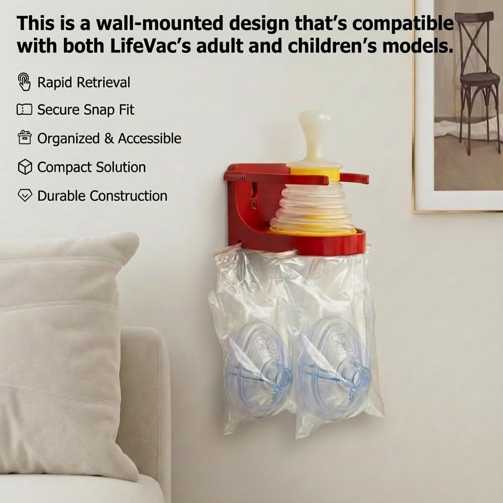 Soporte pared liberacion rapida comp LifeVac con gancho mascarilla