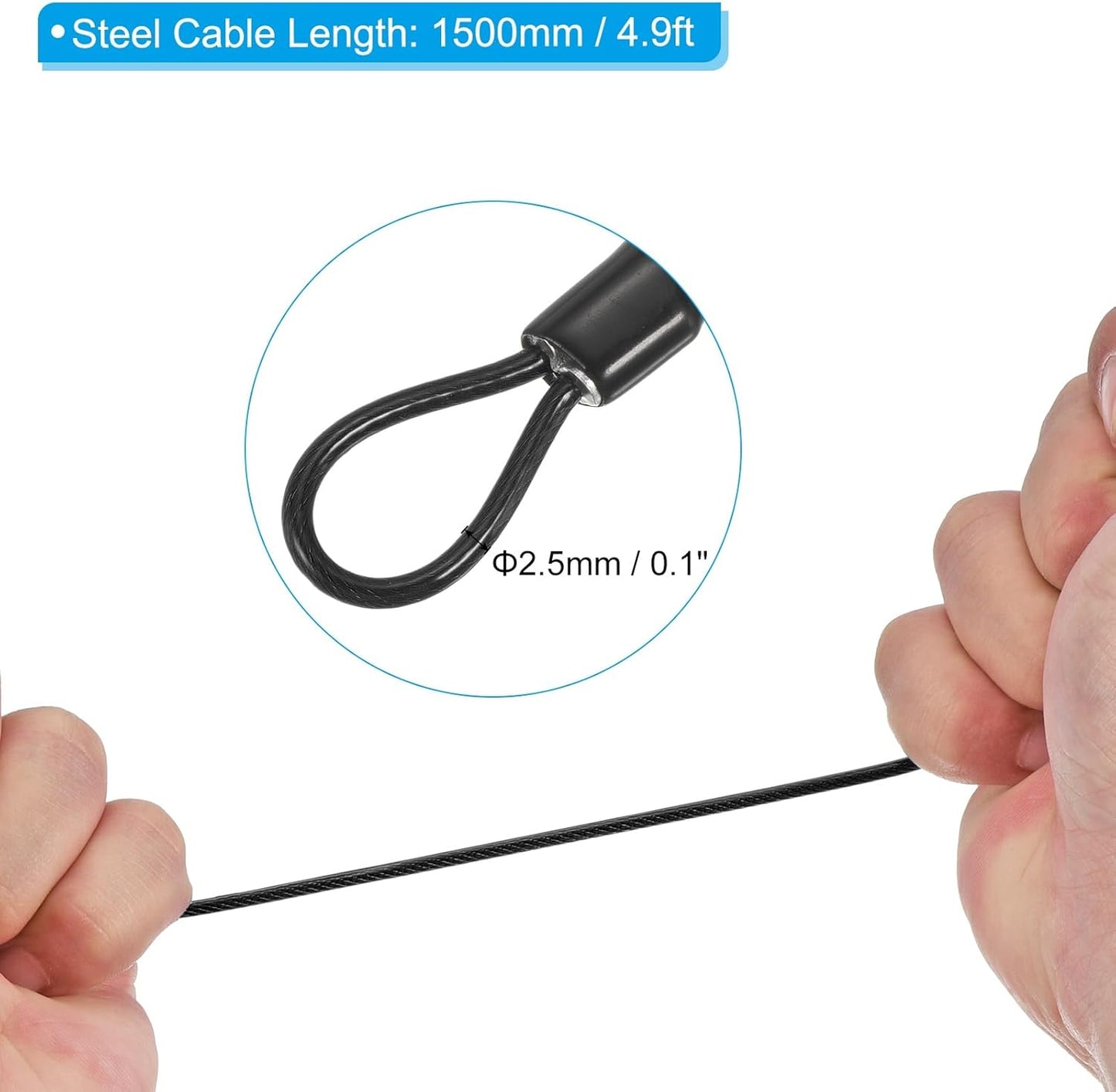 Cable acero con cerradura 3 dígitos 4.9pies para maleta