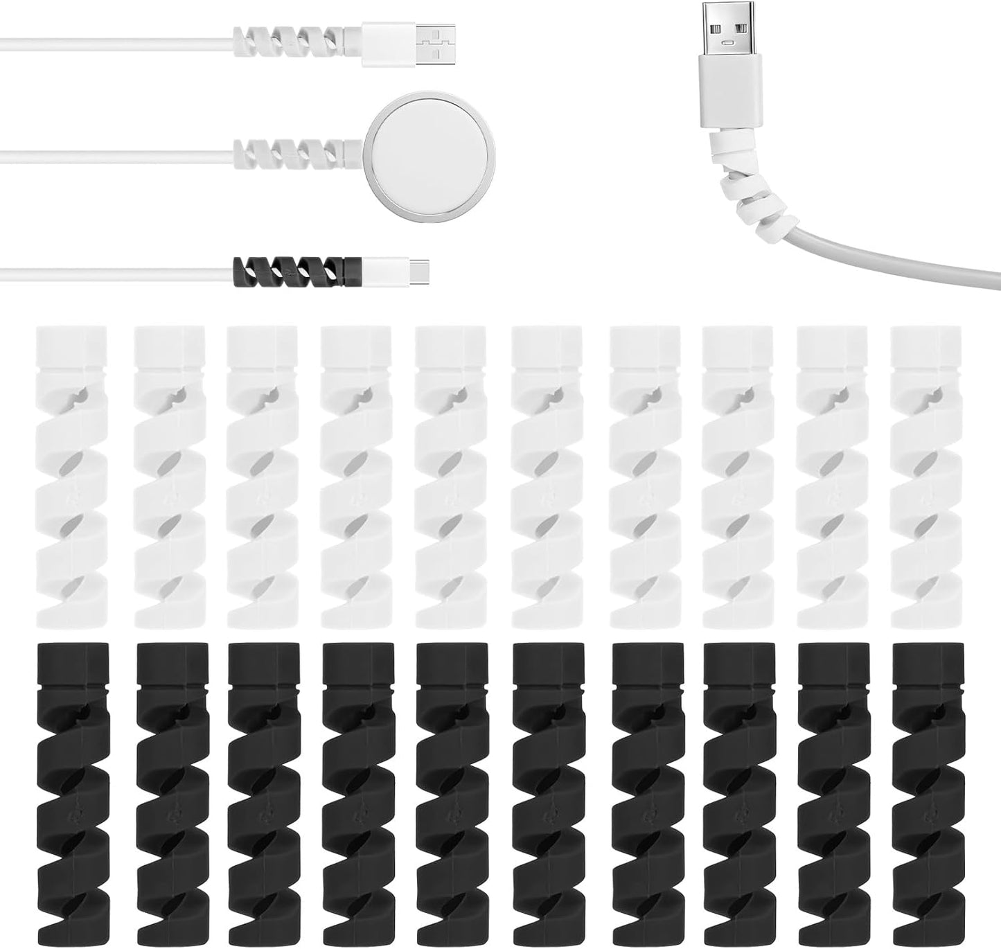 20 Protectores Cable Carga Resistentes Espiral Silicona