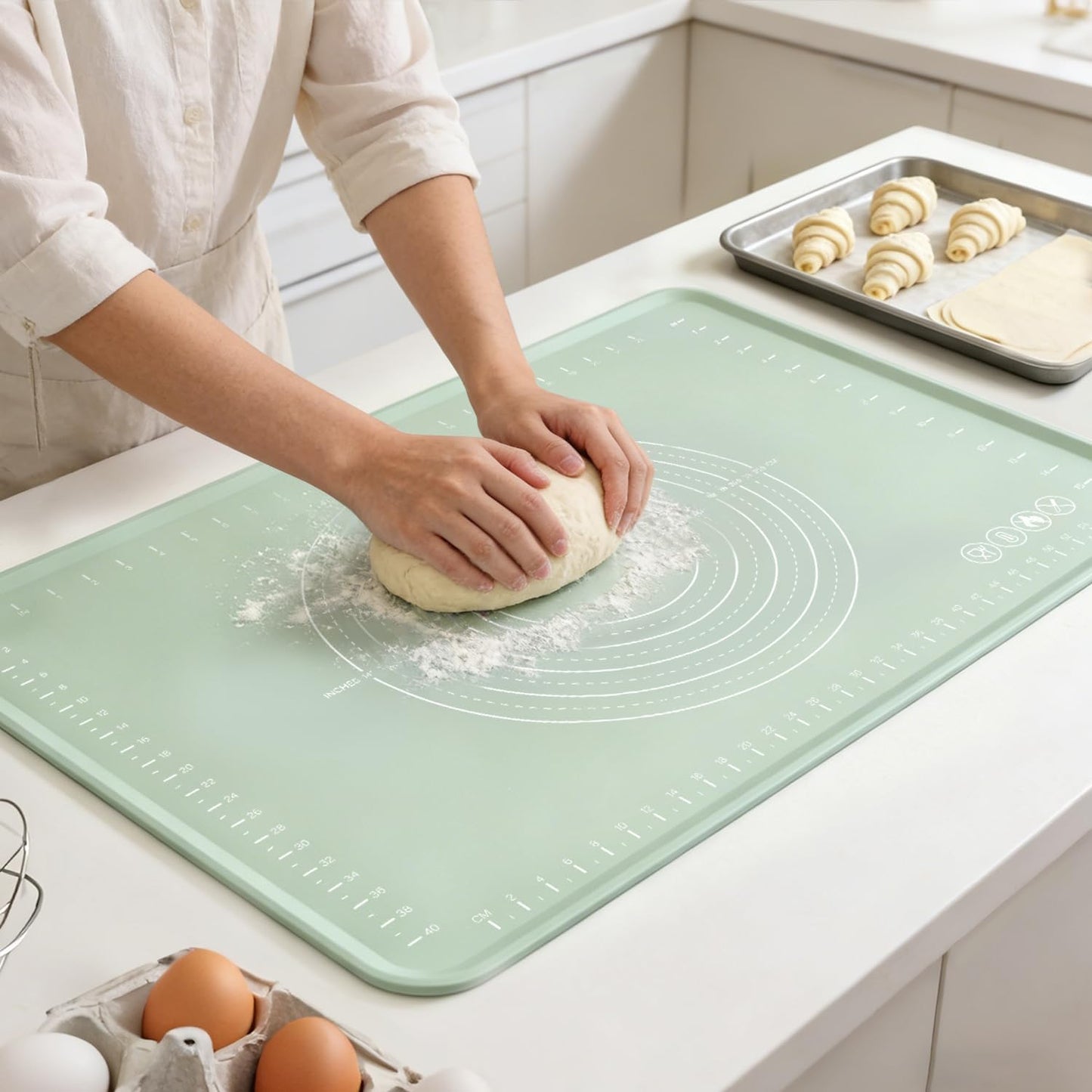 Tapete silicona extra grande para hornear, 28 x 20 pulgadas, antideslizante con bordes elevados