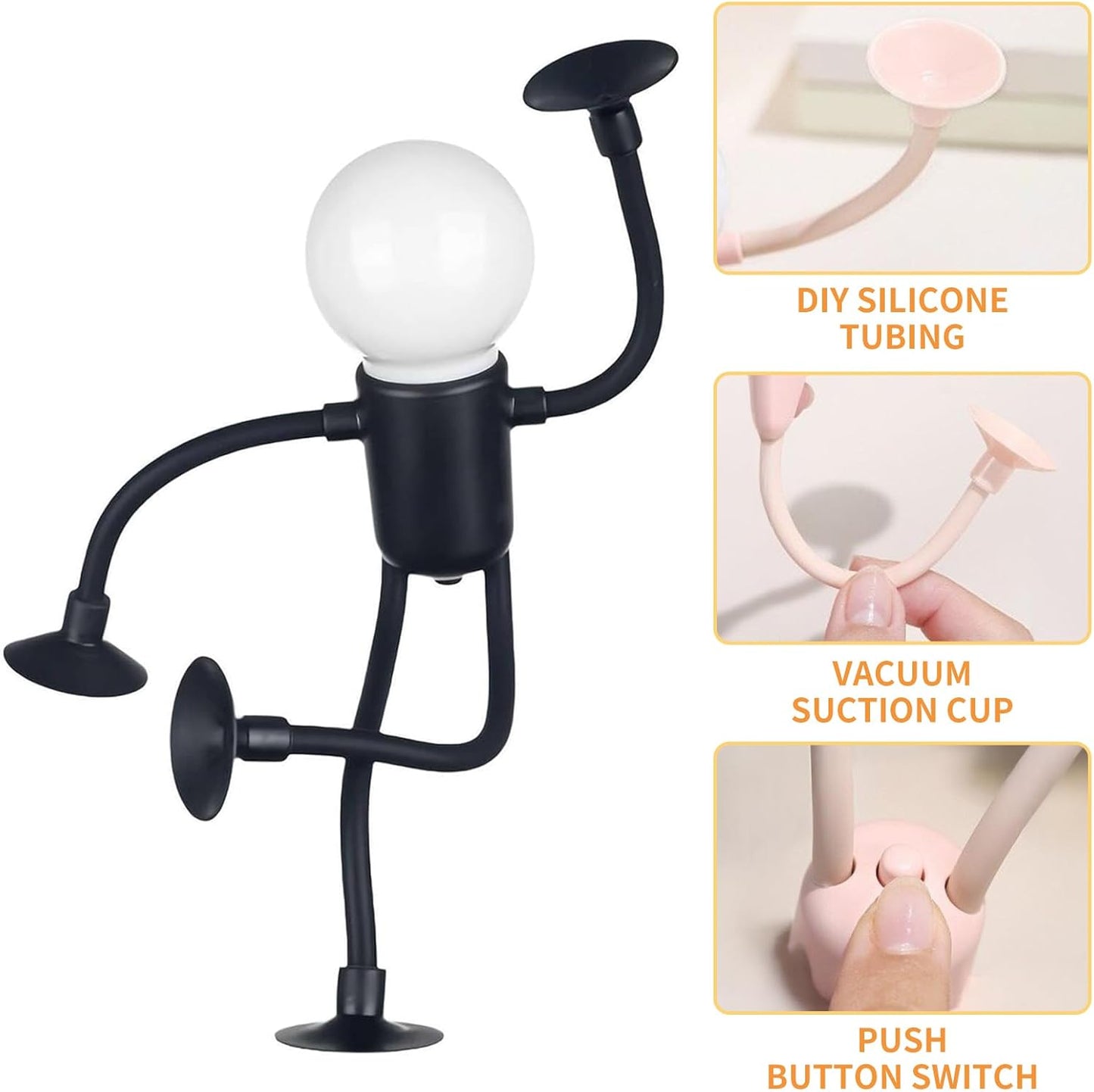 Luz Nocturna Flexible Con Ventosa Forma Intercambiable Negro
