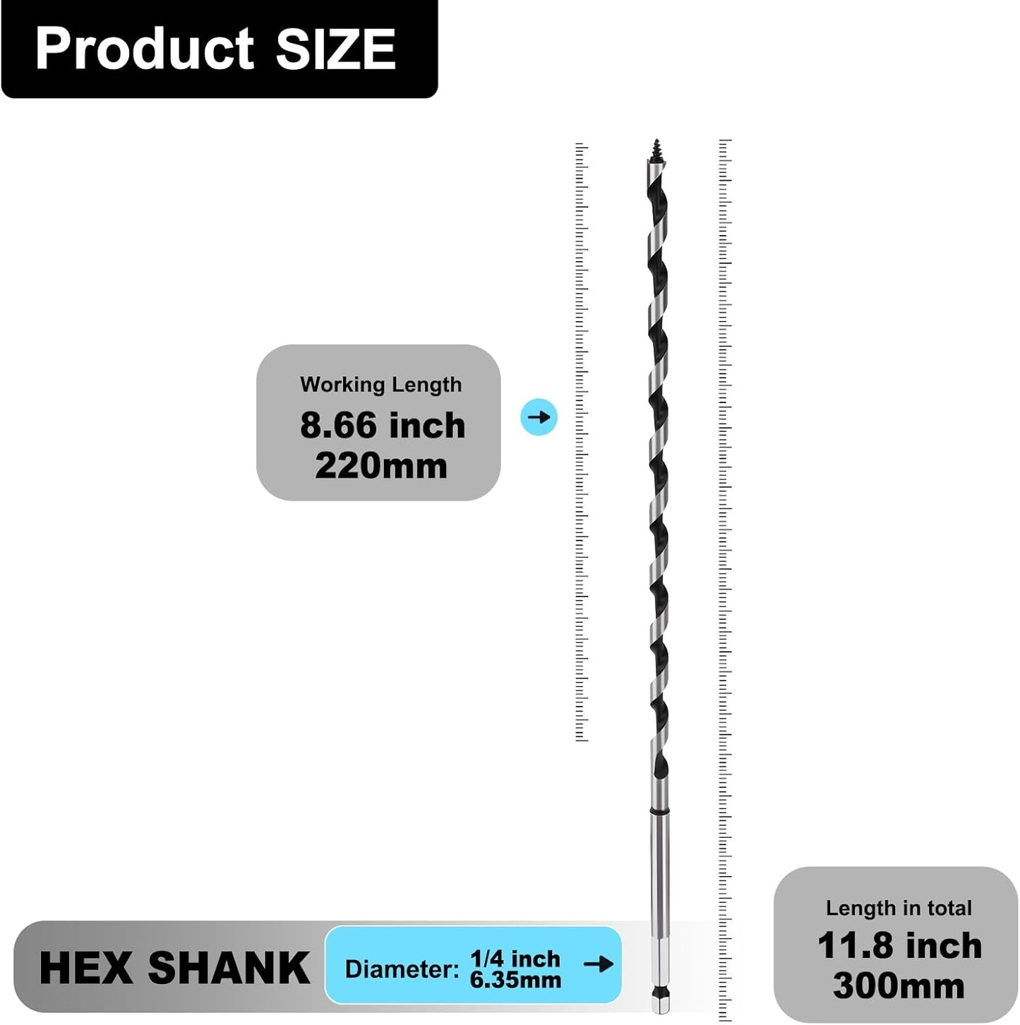 Broca hexagonal para madera 0.236x11.8pulg